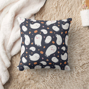 Cute Black Ghost and Pumpkin Cushion