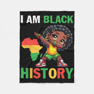Cute Black Girl Dabbing With Africa Map I Am Black Fleece Blanket
