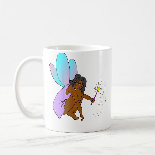 Cute Black Girl Fairy Magic Empowerment Tee Coffee Mug (Left)