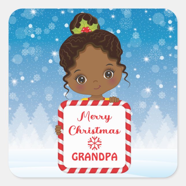 Cute Black Girl Holding Candy Xmas Frame Sticker (Front)