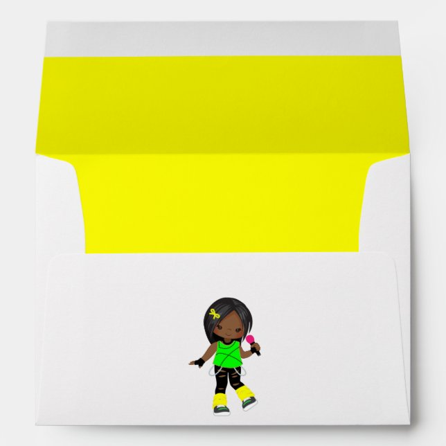Cute Black Girl Rock Star Envelope (Back (Bottom))