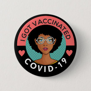 Cute Black Girl Vaccine Button