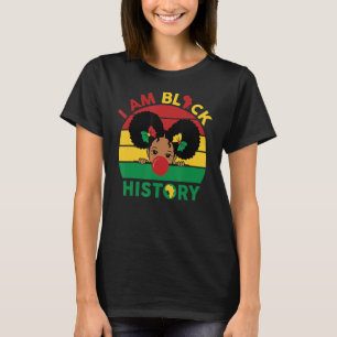 Cute Black Girl With Afro Puff Hair Blowing Red Bu T-Shirt