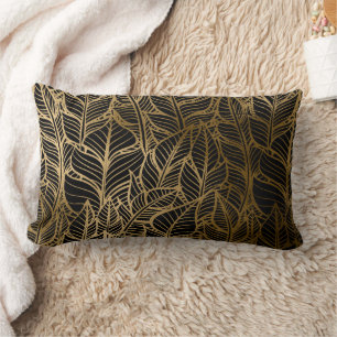 Cute black gold art deco decor pillow