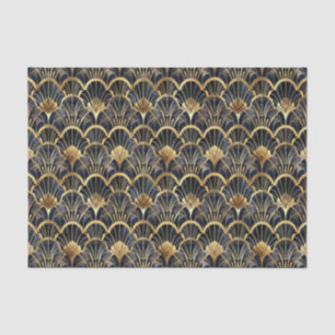 Cute black gold art deco pattern tiled  tissue paper