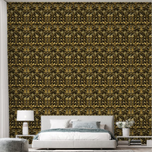Cute black gold art Deco tiled pattern  Wallpaper