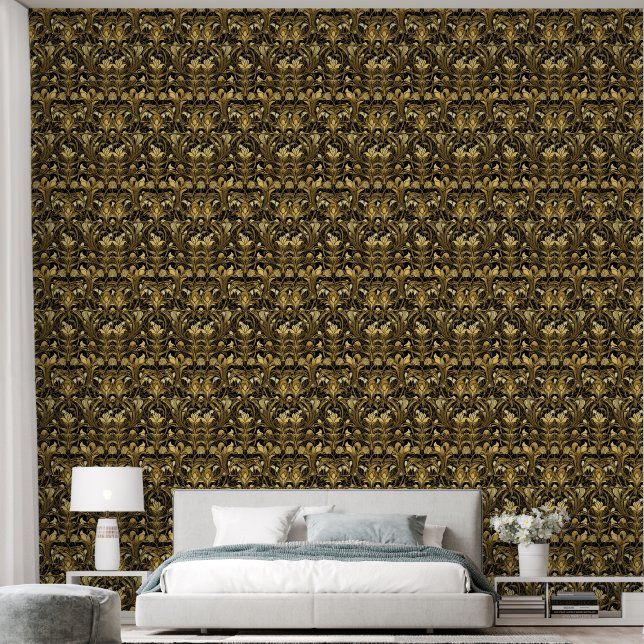 Cute black gold art Deco tiled pattern  Wallpaper (Bedroom)