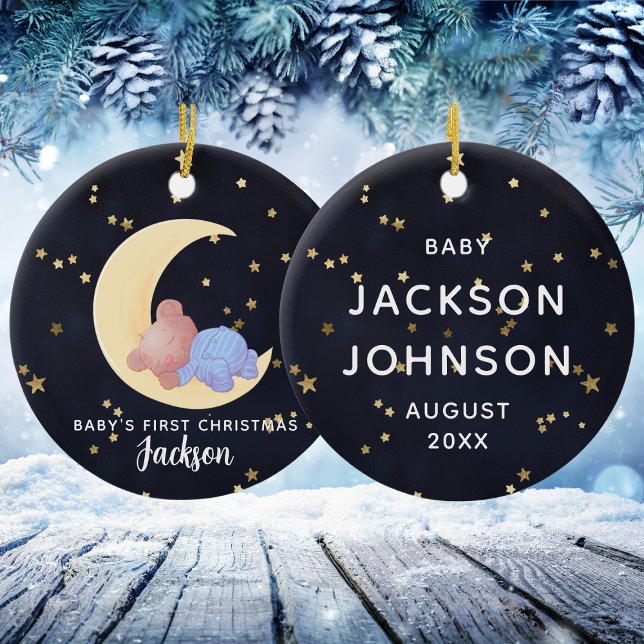 Cute Black Gold Bear Boy Baby's First Christmas Ceramic Ornament (Cute Black Gold Bear Boy Baby's First Christmas Ceramic Ornament
)