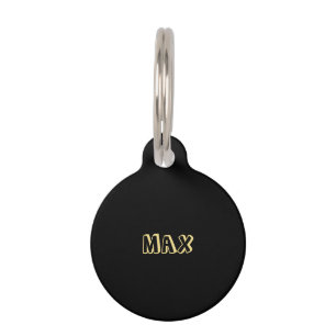 Cute black gold custom name info modern dog pet tag