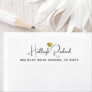Cute Black Gold Monogram Script Name Stylish Return Address Label