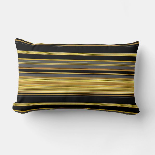 Cute black golden stripes lumbar cushion (Front)