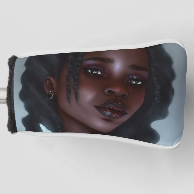 Cute Black Goth Girl Golf Head Cover (Front)