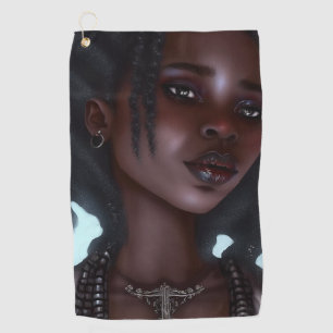 Cute Black Goth Girl Golf Towel