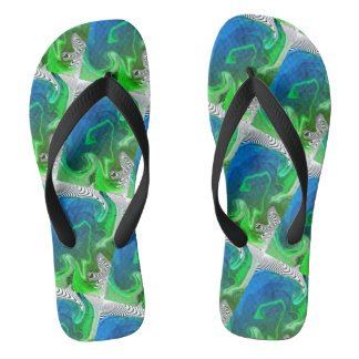Cute Black Green BLUE Modern Woman Flip Flops