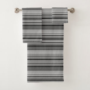 Cute black grey stripes bath towel set
