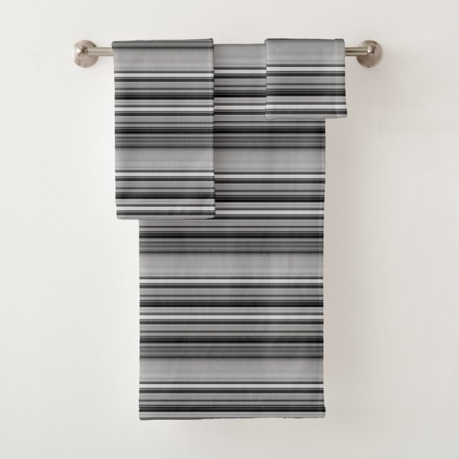 Cute black grey stripes  bath towel set (Insitu)
