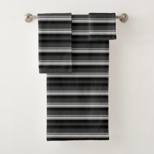 Cute black grey stripes bath towel set