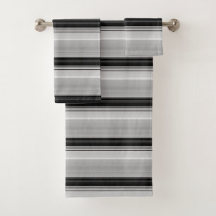 Cute black grey stripes bath towel set