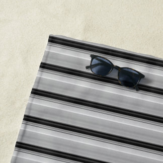 Cute black grey stripes beach towel