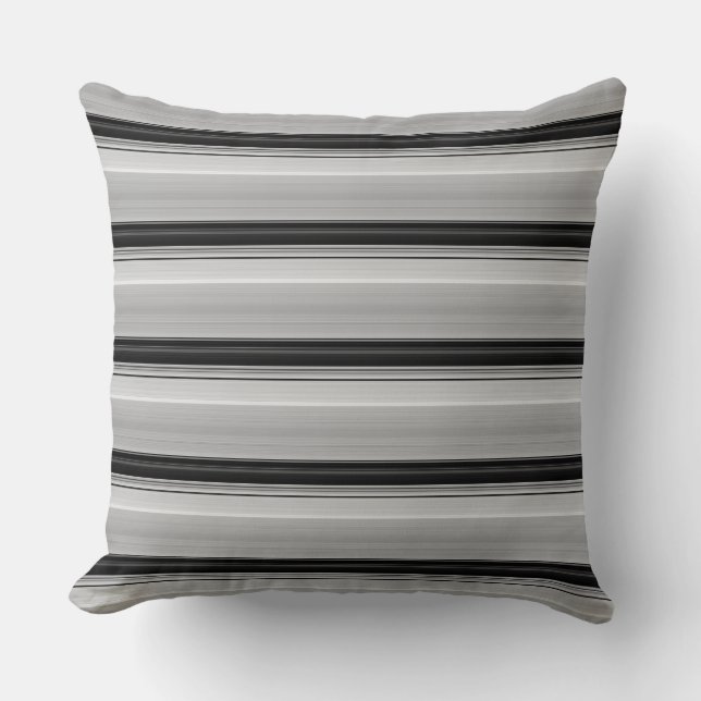 Cute black grey stripes cushion (Front)