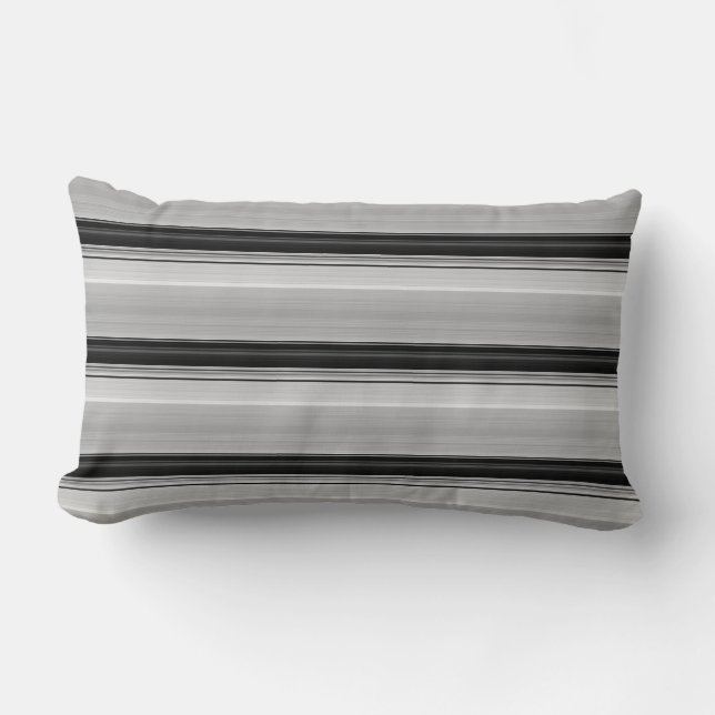 Cute black grey stripes lumbar cushion (Front)