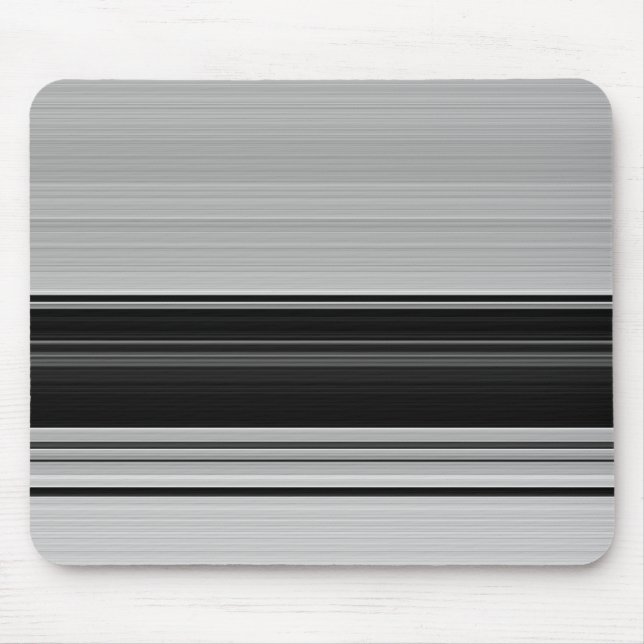 Cute black grey stripes mouse pad (Front)