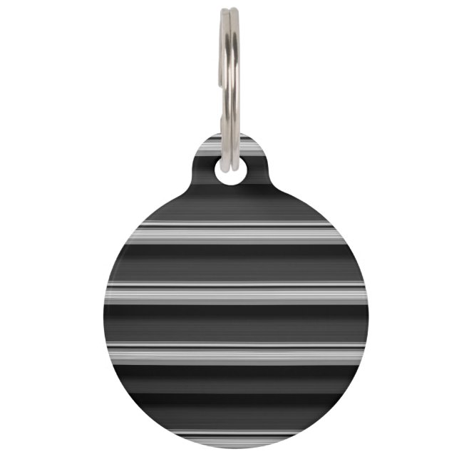 Cute black grey stripes pet tag (Front)