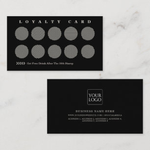 Cute Black Grey Stripes Reward Program Loya Loyalty Card