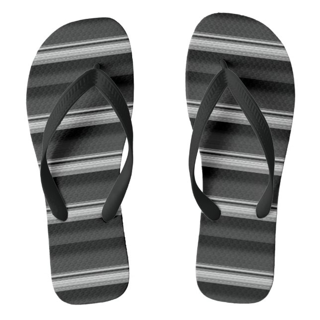 Cute black grey stripes thongs (Footbed)