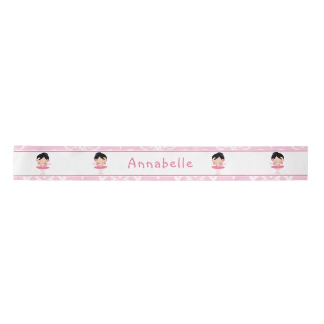 Cute Black Hair Ballerina Gift Satin Ribbon (Front)