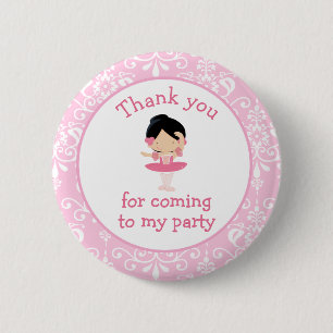 Cute Black Hair Ballerina 'I went to' 6 Cm Round Badge