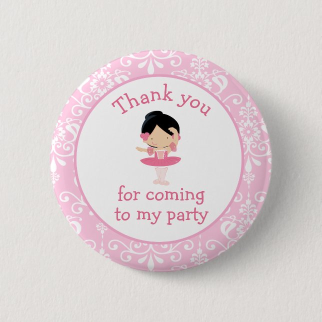 Cute Black Hair Ballerina 'I went to' 6 Cm Round Badge (Front)