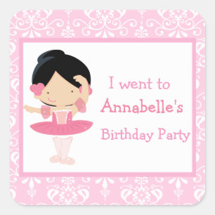 Cute Black Hair Ballerina 'I went to' Square Sticker