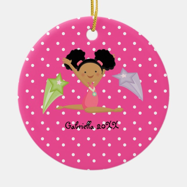 Cute Black Haired Gymnast  Christmas Ornament (Front)