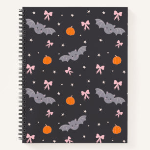 Cute Black Halloween Bat Pattern Notebook