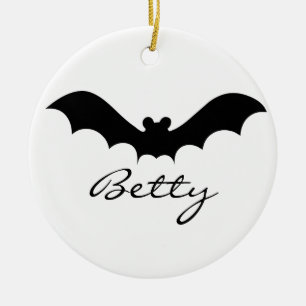 Cute Black Halloween Bat Silhouette Ceramic Ornament