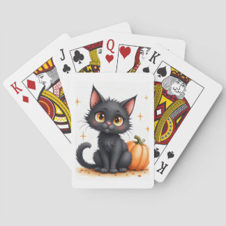 Cute Black Halloween Cat Classic Playing Cards
