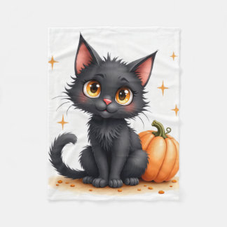 Cute Black Halloween Cat Cosy Blanket