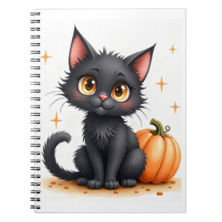 Cute Black Halloween Cat Notebook