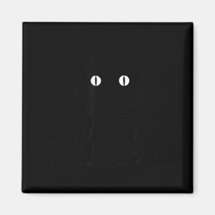 Cute Black Halloween Cat With Whiskers Happy Magnet