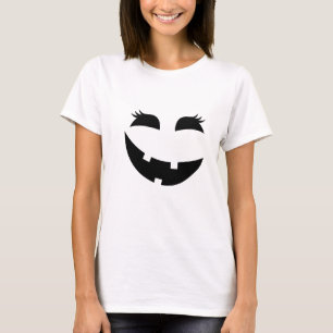 Cute Black Halloween Jack-O-Lantern with Lashes T-Shirt