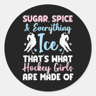 Cute Black Ice Hockey Hockey Girl Classic Round Sticker