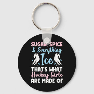 Cute Black Ice Hockey Hockey Girl Key Ring