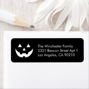 Cute black Jack o lantern Halloween fun address Return Address Label