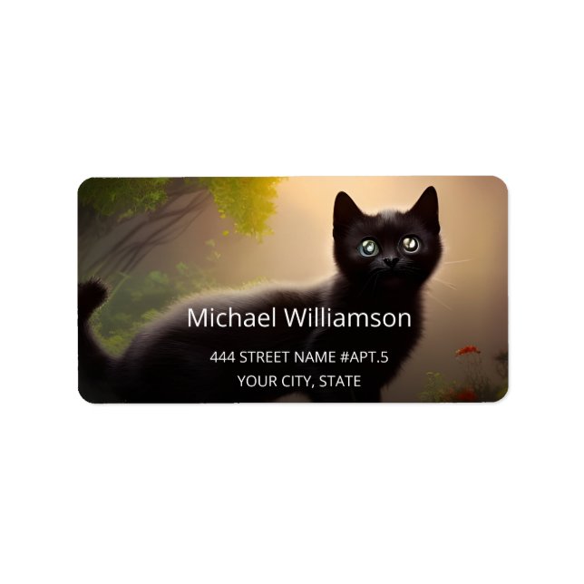 Cute Black Kitten AI Photo Style Label (Front)