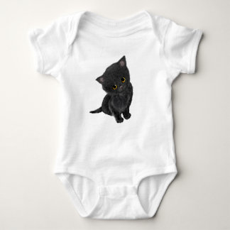 Cute black kitten baby bodysuit