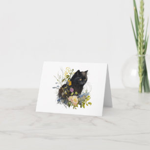Cute Black Kitten Blank Greeting Card – Black Cat