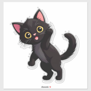 Cute Black Kitten Cartoon With Big Eyes