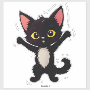 Cute Black Kitten Cartoon With Big Eyes