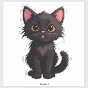 Cute Black Kitten Cartoon With Big Eyes